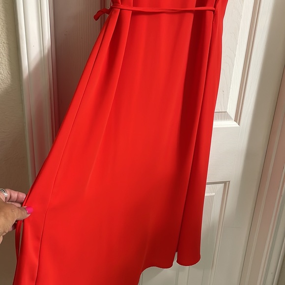 Zara Red Poppy wrap midi dress . NEW with tags . - Picture 5 of 7